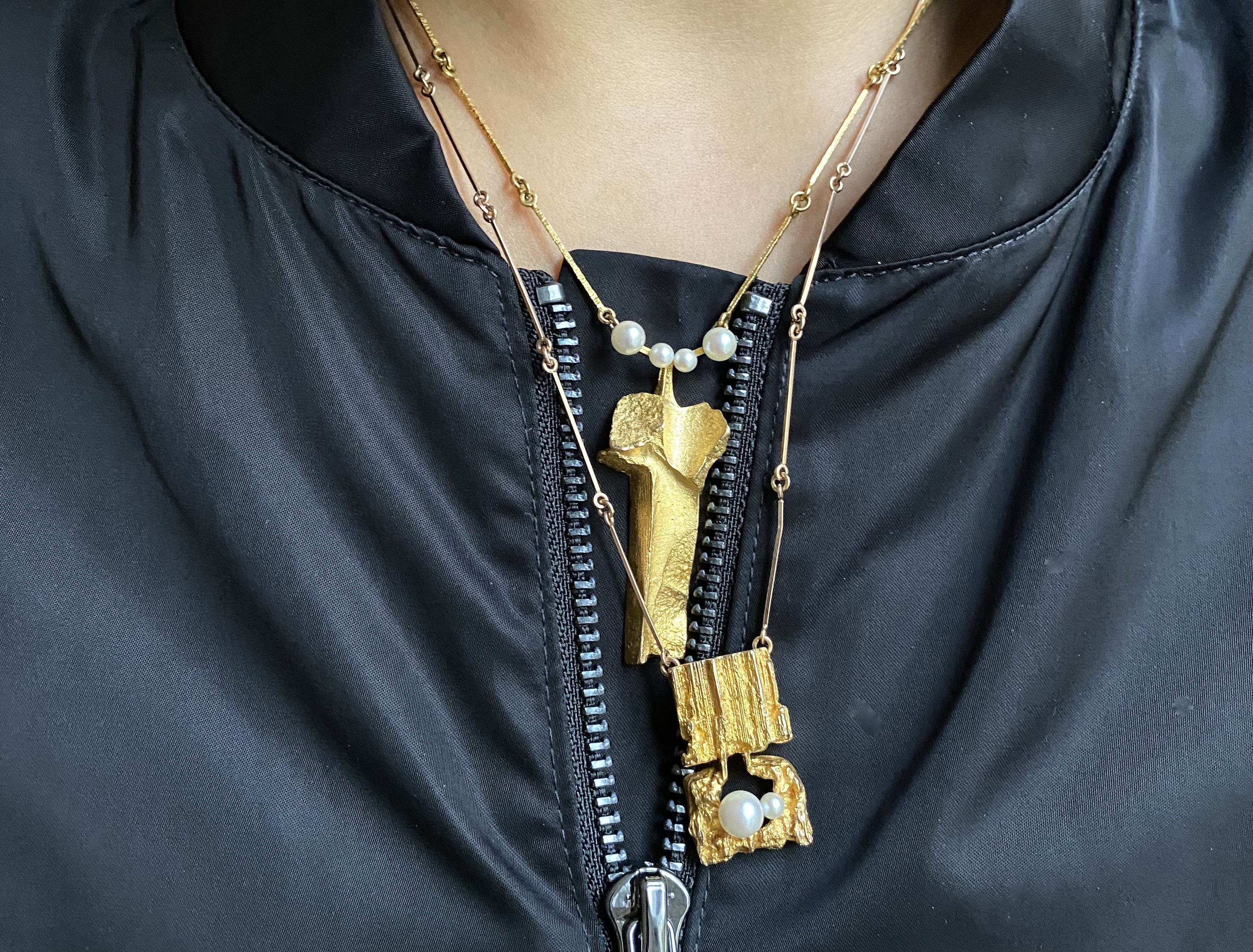 /Bjorn Weckstrom gold pearl pendant clouds Finland Lapponia