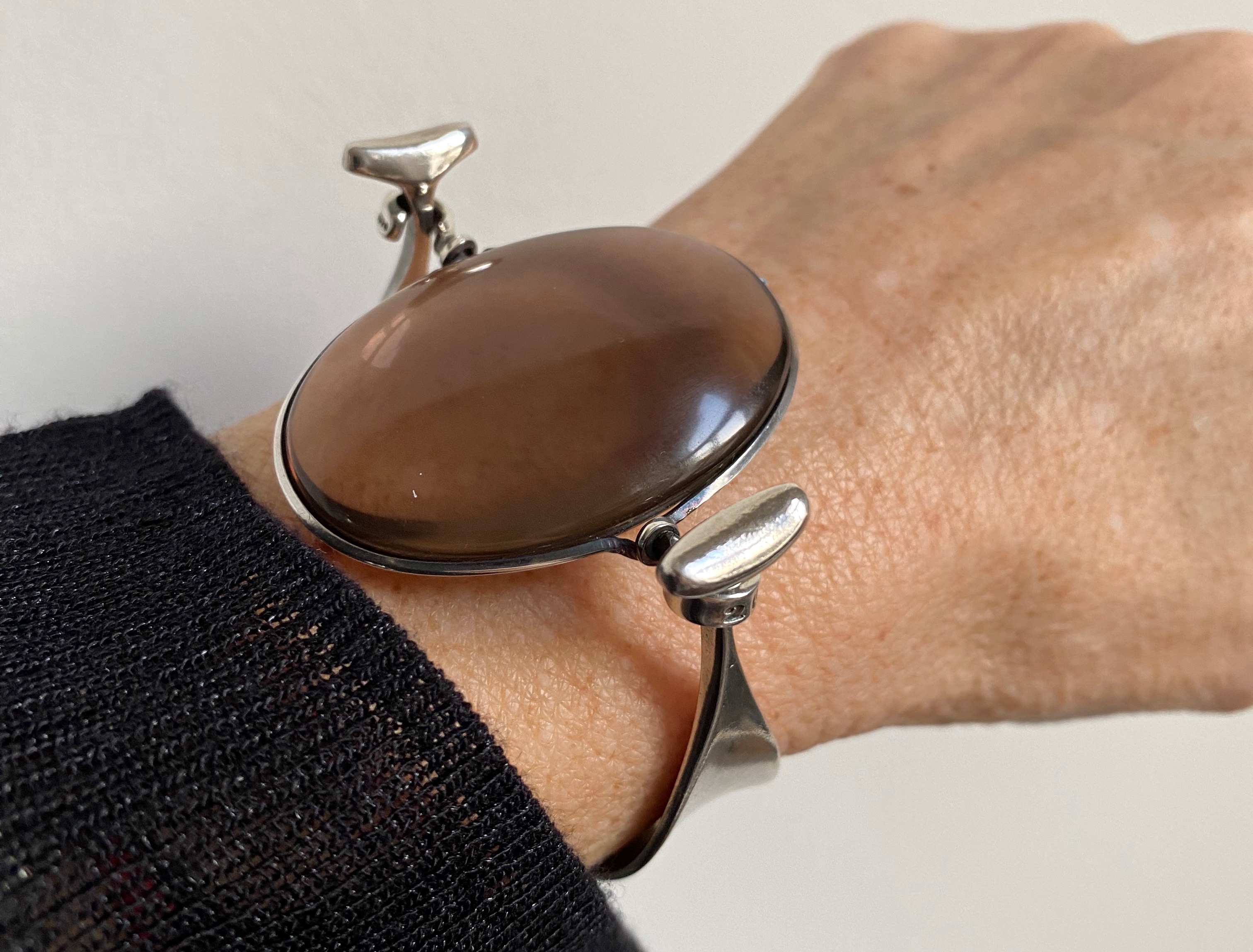 smokey quartz arming designed by Vivianna Torun Bulow Hube for Georg Jensen Denmark