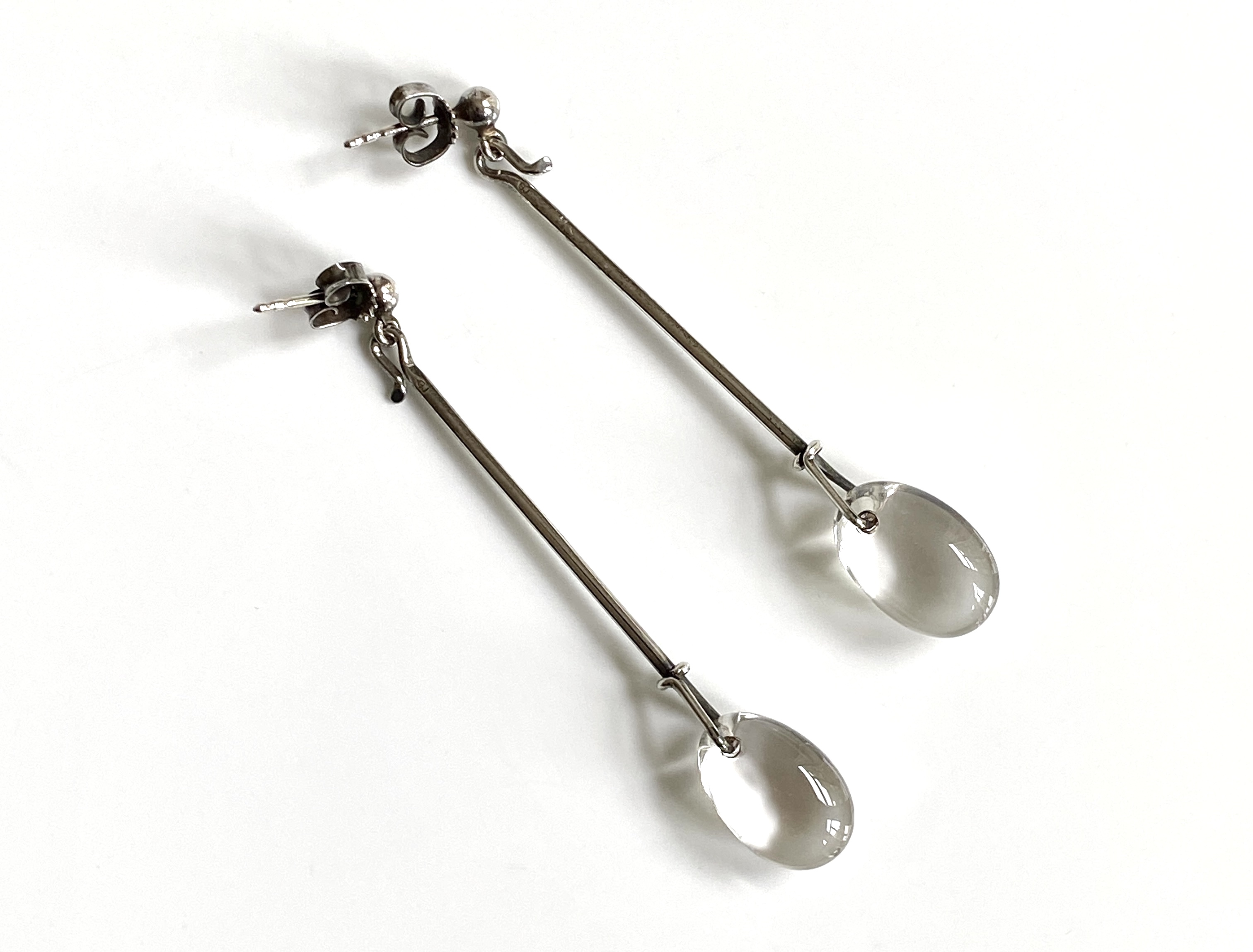 Georg Jensen Torun Bulow Hube Earrings, Torun Bulow Hube Earrings, Georg Jensen Silver Earrings at Grasilver.com, Buy Original Vintage Earrings Clear  Quartz & Sterling Silver Designed by Vivianna Torun Bulow-Hube for Georg Jensen Denmark c.1960